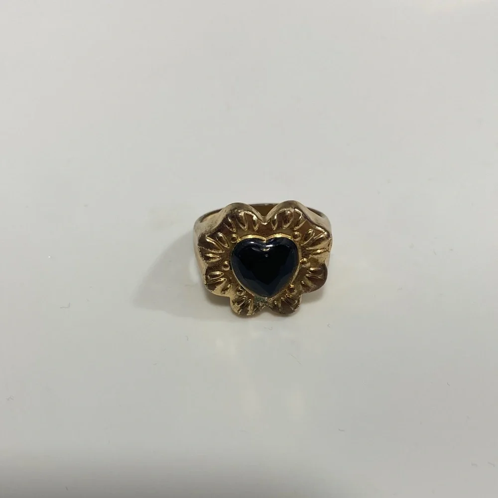Gold and Black Heart Ring Set